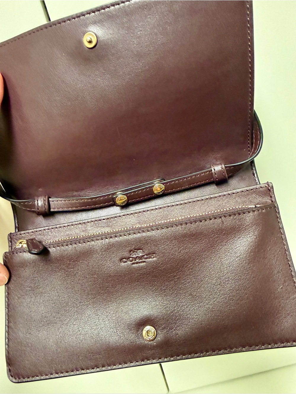 Coach Black Signature Embossed Patent Leather Crossbody Wallet Clutch - Picture 13 of 13